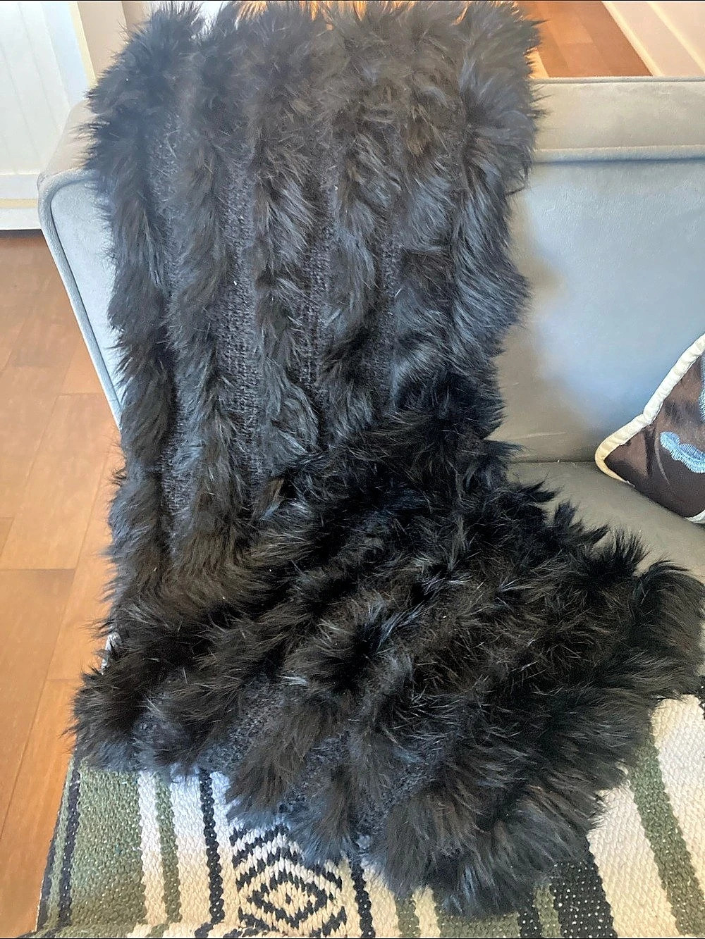 Love Token Rabbit Fur Infinity Scarf in Black